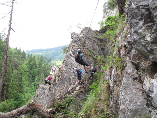 Kitz-Klettersteig: Martina, ?, ? und ? beim Flying Fox
