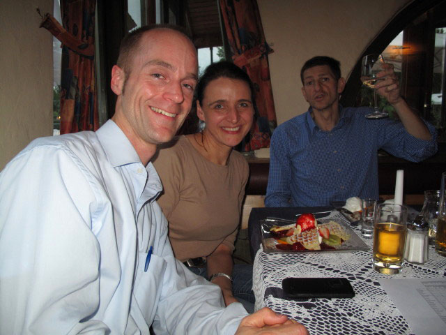 Florian, Katja und Andreas im 'La Cr&ecirc;perie'