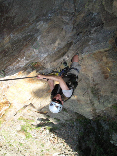 Obergurgler Klettersteig: Christoph in der Schl&uuml;sselstelle (30. Juni)