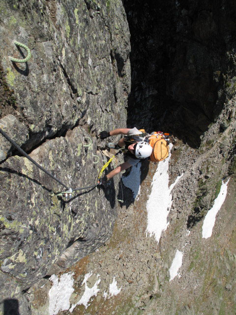 Schw&auml;rzenkamm-Klettersteig: Christoph in der Sektion 1 (30. Juni)
