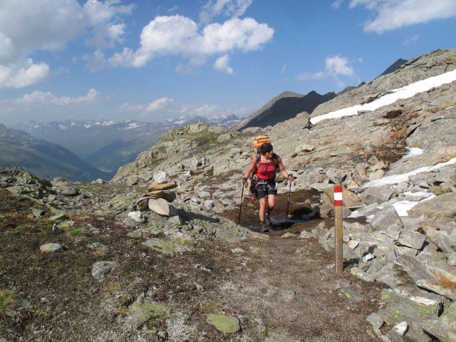 Gudrun zwischen Schw&auml;rzenkamm-Klettersteig und Weg 922 (30. Juni)