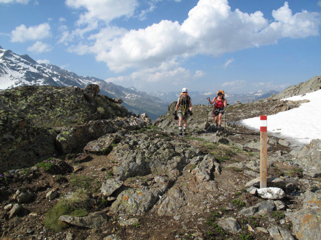Christoph und Gudrun zwischen Schw&auml;rzenkamm-Klettersteig und Weg 922 (30. Juni)