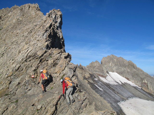 Gudrun und Christoph am Augsburger H&ouml;henweg zwischen Grinner Ferner und Dawinkopf (12. Aug.)