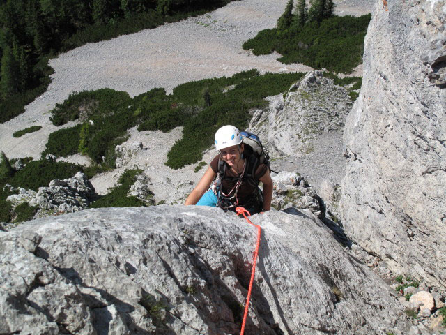 Paulasteig: Katarina in der dritten Seill&auml;nge