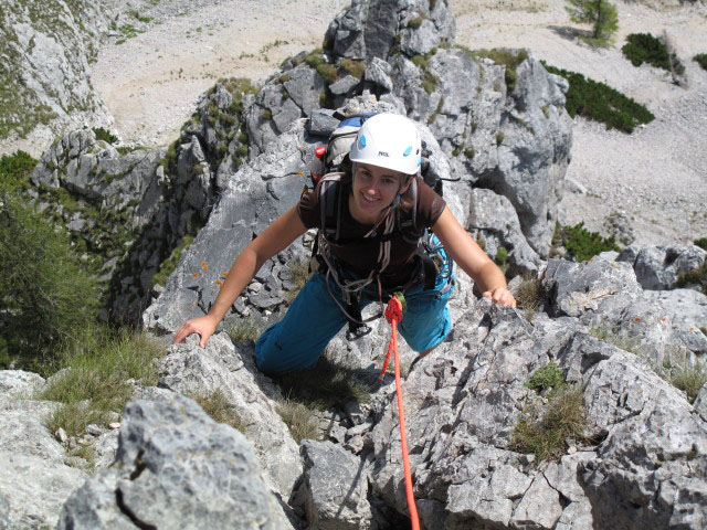 Paulasteig: Katarina in der vierten Seill&auml;nge