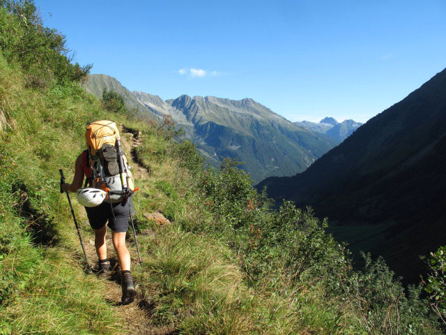 Gudrun auf Weg 134 zwischen Bsuchalm und Gr&uuml;blalm (17. Aug.)