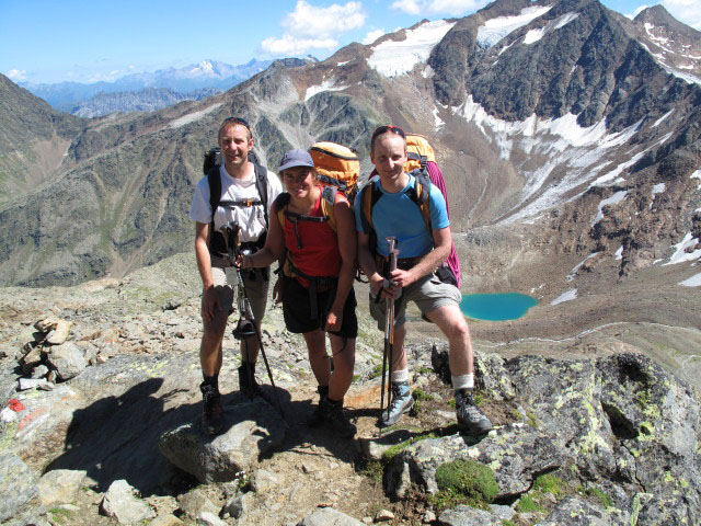 Ich, Gudrun und Christoph zwischen Seescharte und Gamsspitzl (17. Aug.)