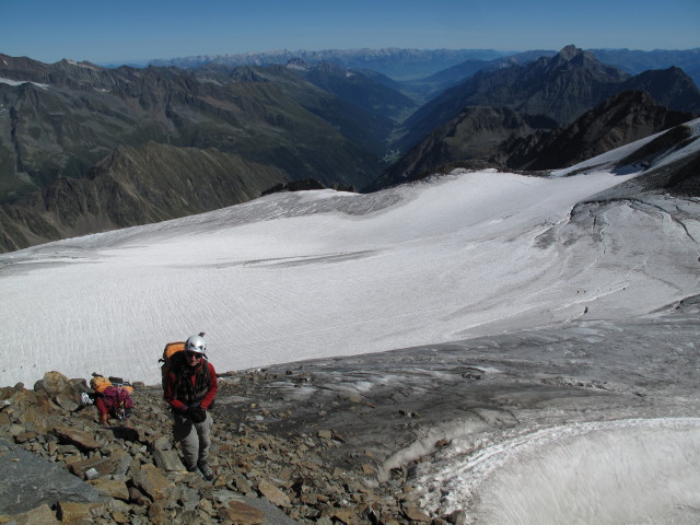 Gudrun und Christoph am Ostgrat des Zuckerh&uuml;tls (18. Aug)