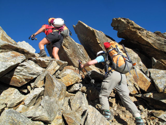 Gudrun und Christoph zwischen Hildesheimer H&uuml;tte und Schussgrubenkogel (19. Aug.)