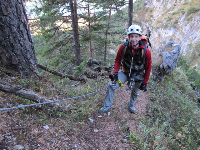 Klettersteig 'Dalfazer Wasserfall': Christoph im Ausstieg (20. Okt.)