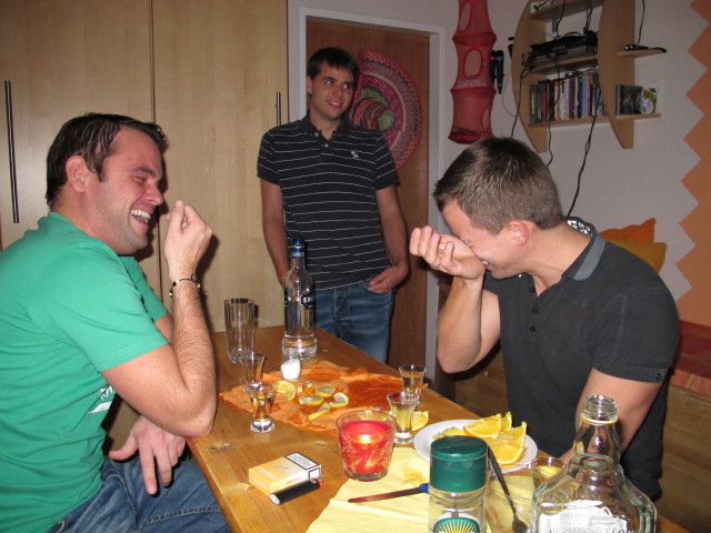 Christoph, ? und Armin in Danielas Haus