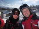 Daniela und ich auf der 4er-Sesselbahn Schneiderkogel (14. Feb.)