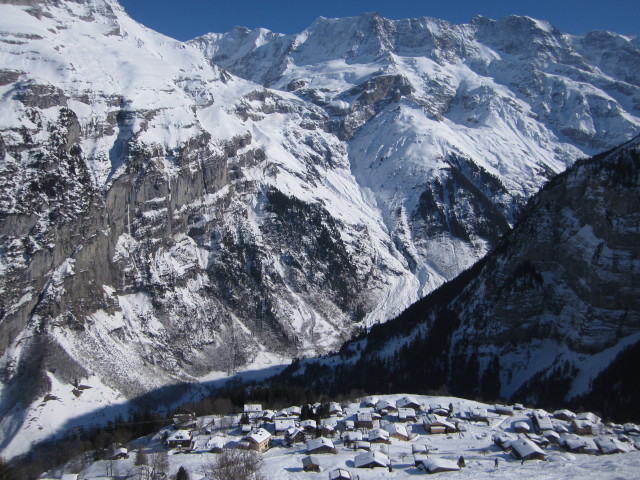 Gimmelwald von der Abfahrtsroute Gimmelwald aus (3. M&auml;rz)