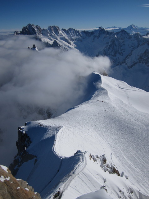 l'Ar&ecirc;te de l'Aiguille du Midi von der Aiguille du Midi aus