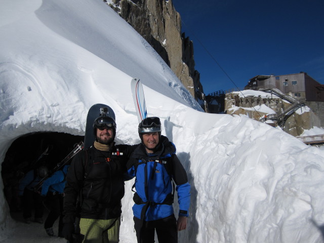 Markus und ich auf der l'Ar&ecirc;te de l'Aiguille du Midi