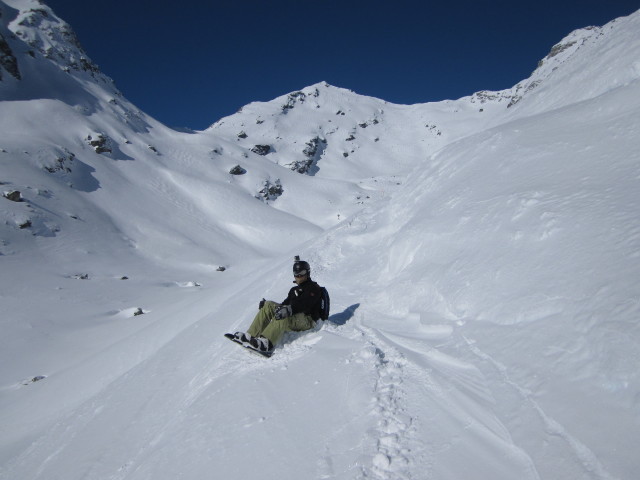 Markus auf der Abfahrtsroute 'Itin&eacute;raires Mont-Gel&eacute;' (15. M&auml;rz)