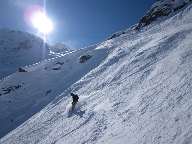 Markus neben der Abfahrtsroute 'Gentianes - Tortin' (15. M&auml;rz)