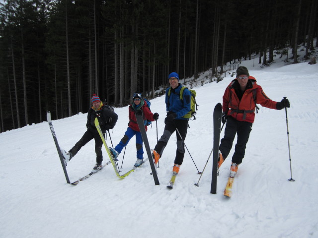 Andreas, Claudia, David und Othmar auf der Promi-Abfahrt