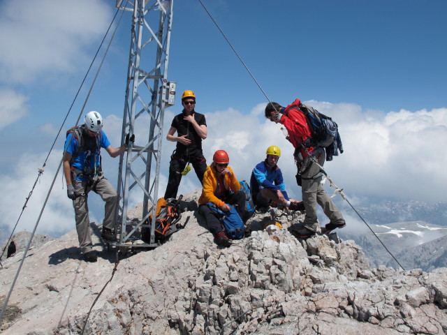 R&uuml;diger, ?, ?, ? und Ralf am Hohen Dachstein, 2.995 m (21. Juni)
