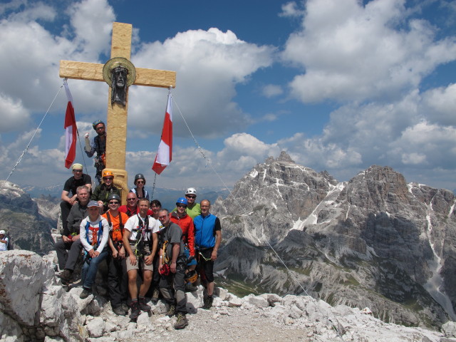 Werner, G&uuml;nther, Diana, Helmut, Sabrina, Ronald, Reinhard, Hannelore, ich, Ulrike, Erich, Christian, Reinhard und Klaus am Paternkofel, 2.744 m