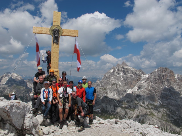 Werner, G&uuml;nther, Diana, Helmut, Sabrina, Ronald, Reinhard, Hannelore, ich, Ulrike, Erich, Christian, Reinhard und Klaus am Paternkofel, 2.744 m