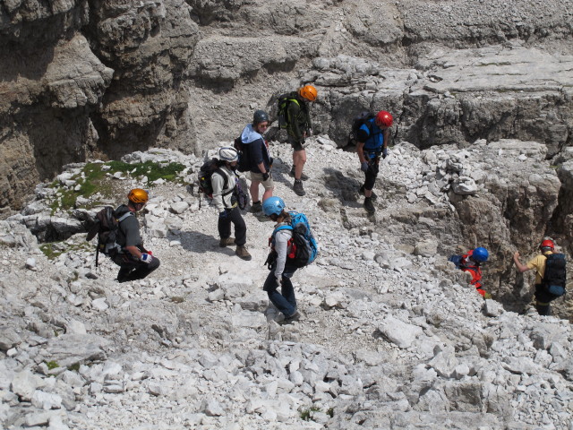 Erich, Ulrike, Hannelore, Diana, Sabrina, Klaus, Christian und G&uuml;nther am Innerkofler-De-Luca-Klettersteig zwischen Paternkofel und Gamsscharte