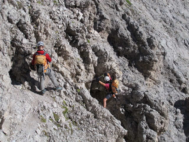 Sas-Rigais-Klettersteig: Christoph und Gudrun im Ostanstieg (11. Aug.)