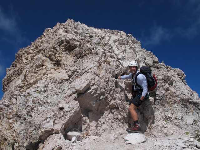 Sas-Rigais-Klettersteig: Christoph im S&uuml;dwestanstieg (11. Aug.)