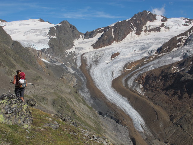 Gudrun am &ouml;stlichen Teil des Adlersteigs zwischen Vorderem Schmied und Wei&szlig;kugelh&uuml;tte (15. Aug.)