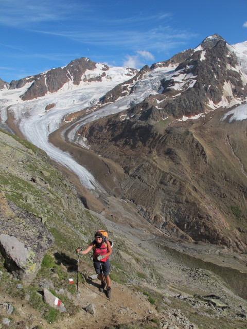 Gudrun am &ouml;stlichen Teil des Adlersteigs zwischen Vorderem Schmied und Wei&szlig;kugelh&uuml;tte (15. Aug.)