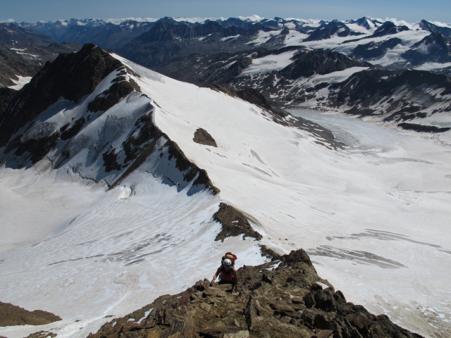 Gudrun am Ostgrat der Wei&szlig;kugel (16. Aug.)
