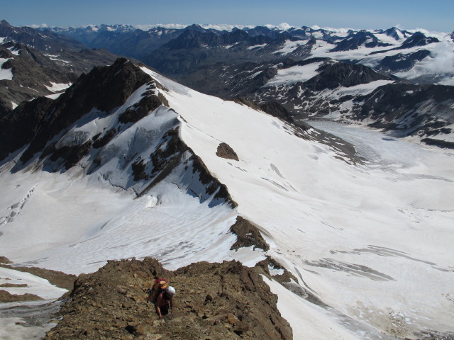 Gudrun am Ostgrat der Wei&szlig;kugel (16. Aug.)
