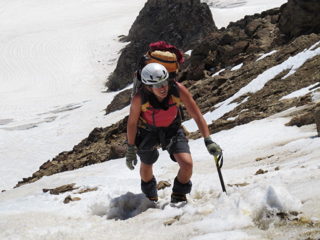 Gudrun am Ostgrat der Wei&szlig;kugel (16. Aug.)