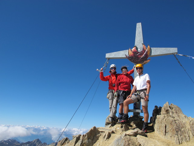 Christoph, Gudrun und ich auf der Wei&szlig;kugel, 3.738 m (16. Aug.)