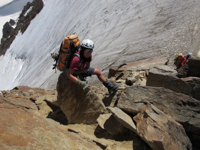Gudrun und Christoph am S&uuml;dgrat der Wei&szlig;kugel (16. Aug.)