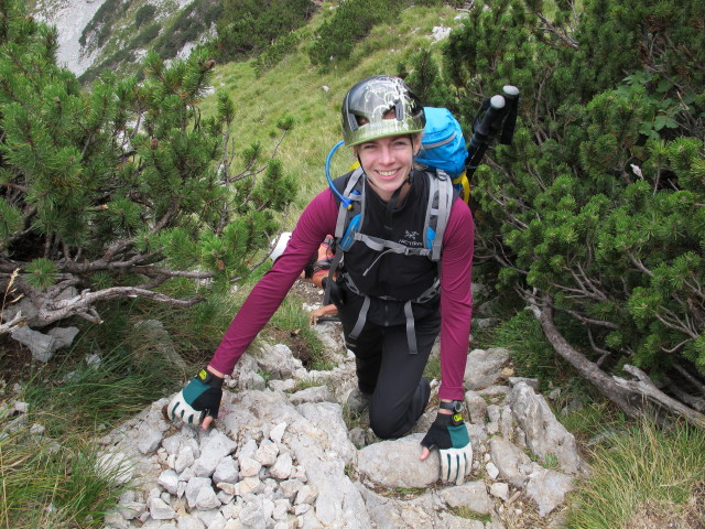 Südanstieg: Susanne zwischen Kasten und Abzweigung zum Südostgrat (31. Aug.)