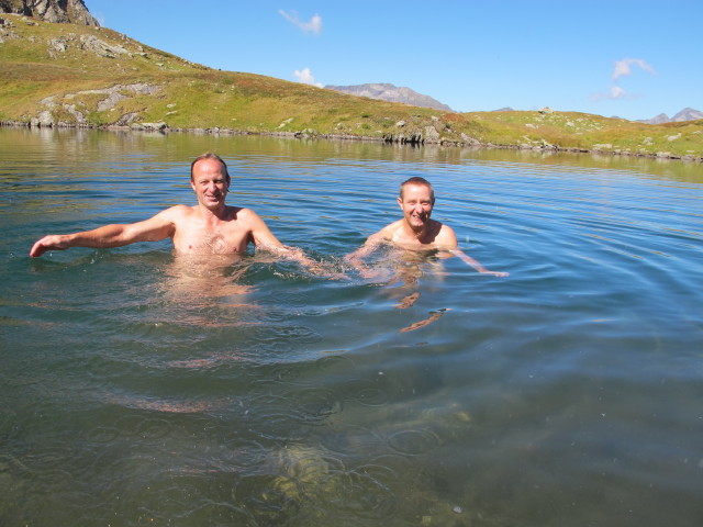 J&ouml;rg und ich im H&uuml;ttkarsee, 2.136 m (7. Sept.)