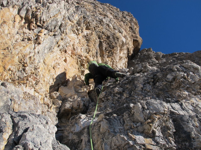 Gro&szlig;e Zinne-Normalweg: Herbert zwischen 3. Scharte und Schl&uuml;sselstelle (21. Sept.)