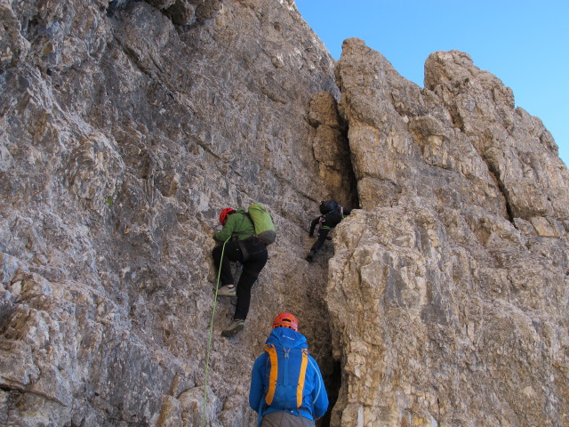 Gro&szlig;e Zinne-Normalweg: Herbert in der Schl&uuml;sselstelle (21. Sept.)