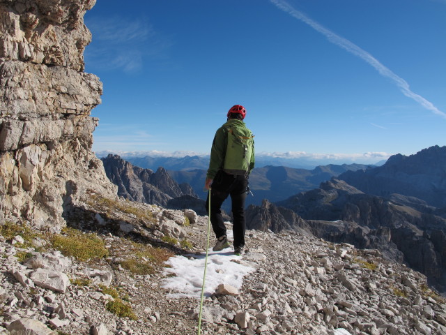 Gro&szlig;e Zinne-Normalweg: Herbert am oberen Terrassenband (21. Sept.)