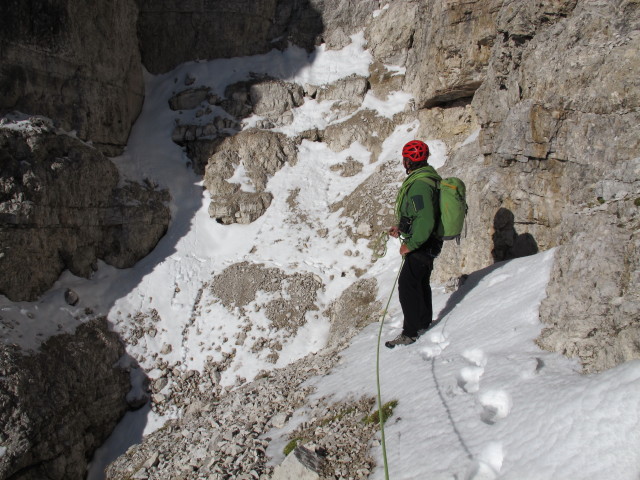 Herbert am oberen Gro&szlig;e Zinne-Terrassenband zwischen Dibonakante und Normalweg (21. Sept.)
