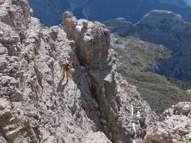 Gro&szlig;e Zinne-Normalweg: zwischen Schl&uuml;sselstelle und oberem Terrassenband (21. Sept.)
