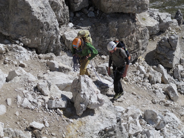 Gro&szlig;e Zinne-Normalweg: zwischen Gro&szlig;er Zinne und oberem Terrassenband (21. Sept.)
