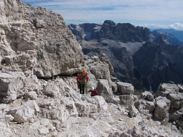 Gro&szlig;e Zinne-Normalweg: zwischen Gro&szlig;er Zinne und oberem Terrassenband (21. Sept.)