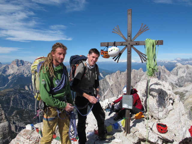 Hannes und Kilian auf der Gro&szlig;en Zinne, 2.999 m (21. Sept.)