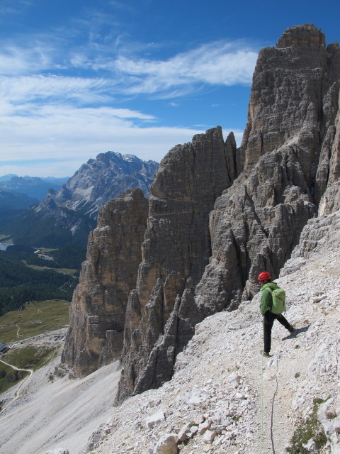 Gro&szlig;e Zinne-Normalweg: Herbert zwischen Schl&uuml;sselstelle und unterem Terrassenband (21. Sept.)