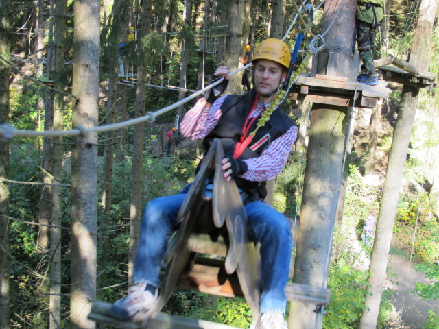 Florian im Parcours 'Schwarzspecht' im Kletterwald Buchenberg