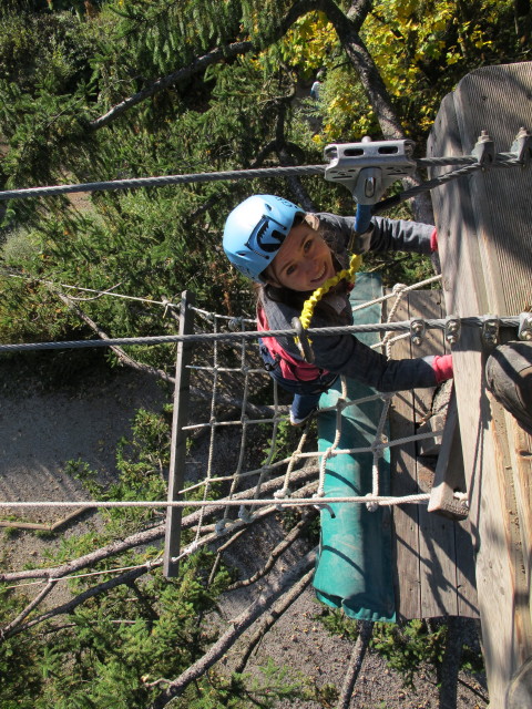 Diana im Parcours 'Eichelh&auml;her' im Kletterwald Buchenberg