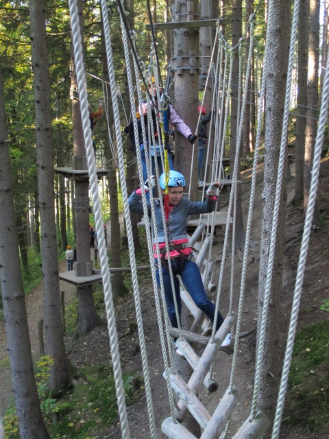 Florian und Diana im Parcours 'Baummarder' im Kletterwald Buchenberg