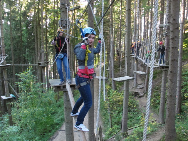Florian und Diana im Parcours 'Baummarder' im Kletterwald Buchenberg